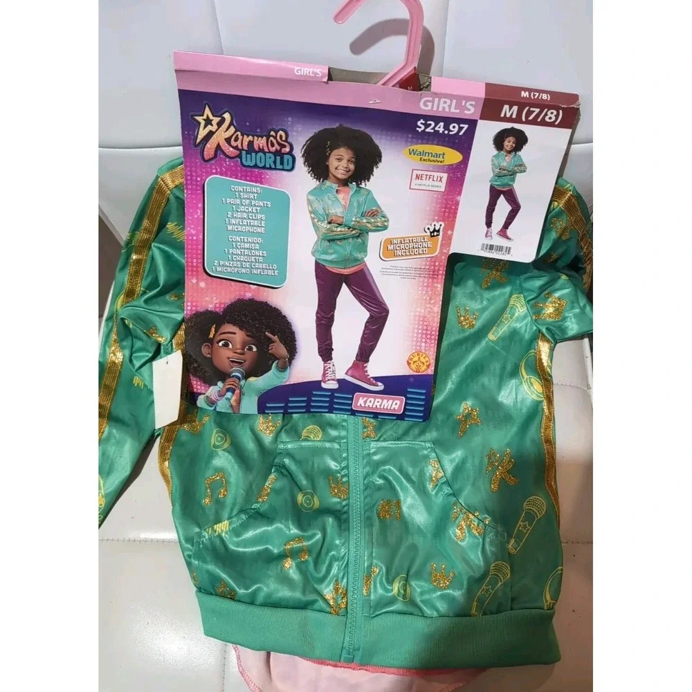 Karma's World Girls Costume. Sz M (7-8) New.